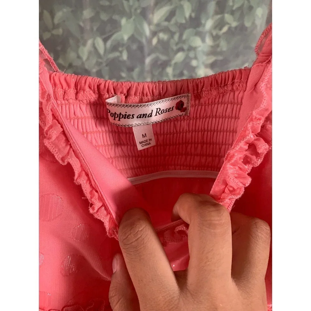 New Girls Poppies and Roses Medium Pink Dress